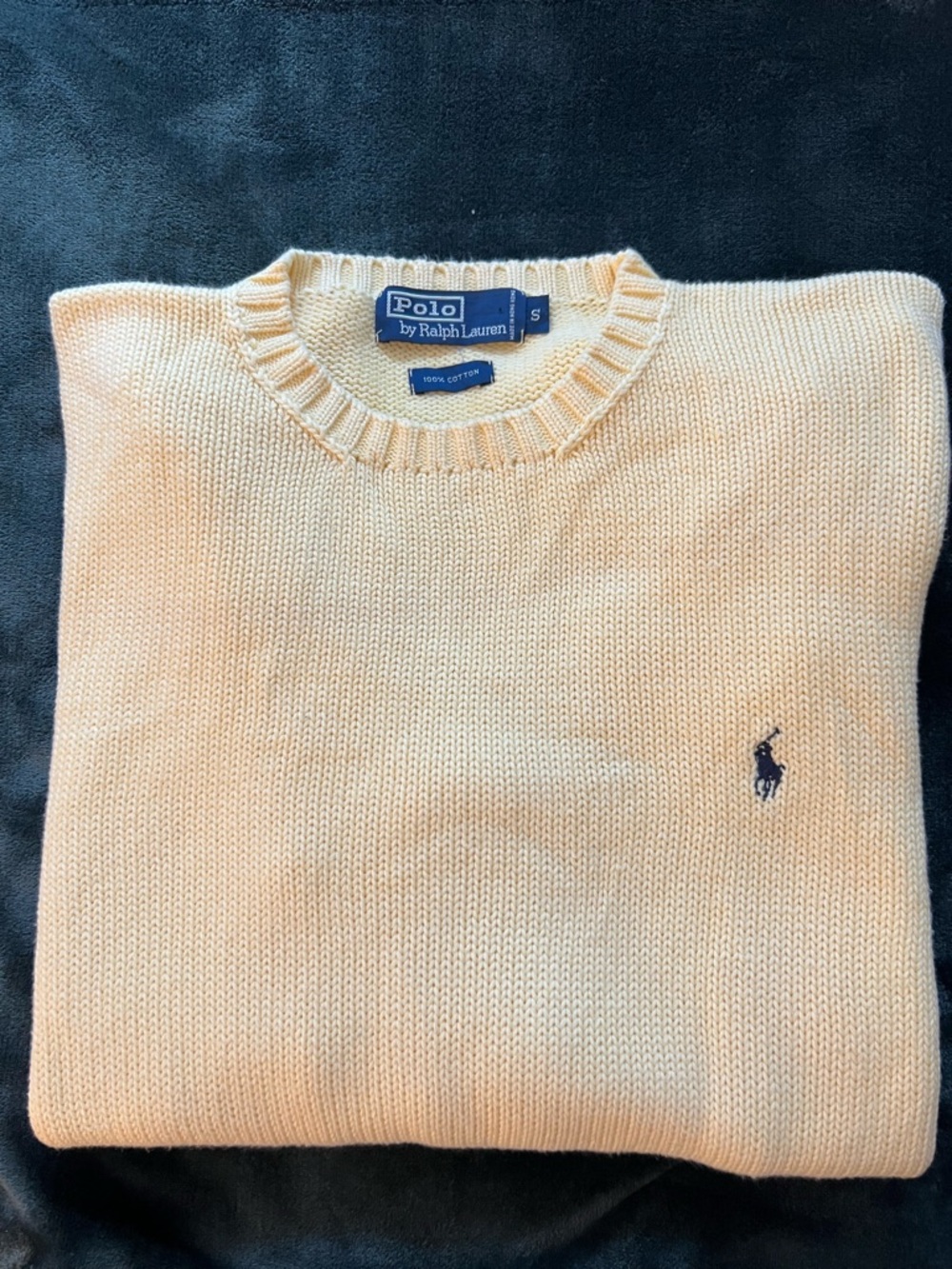 Polo by Ralph Lauren Pale Yellow Crewneck Sweater with Navy Pony - Picture 3 of 5
